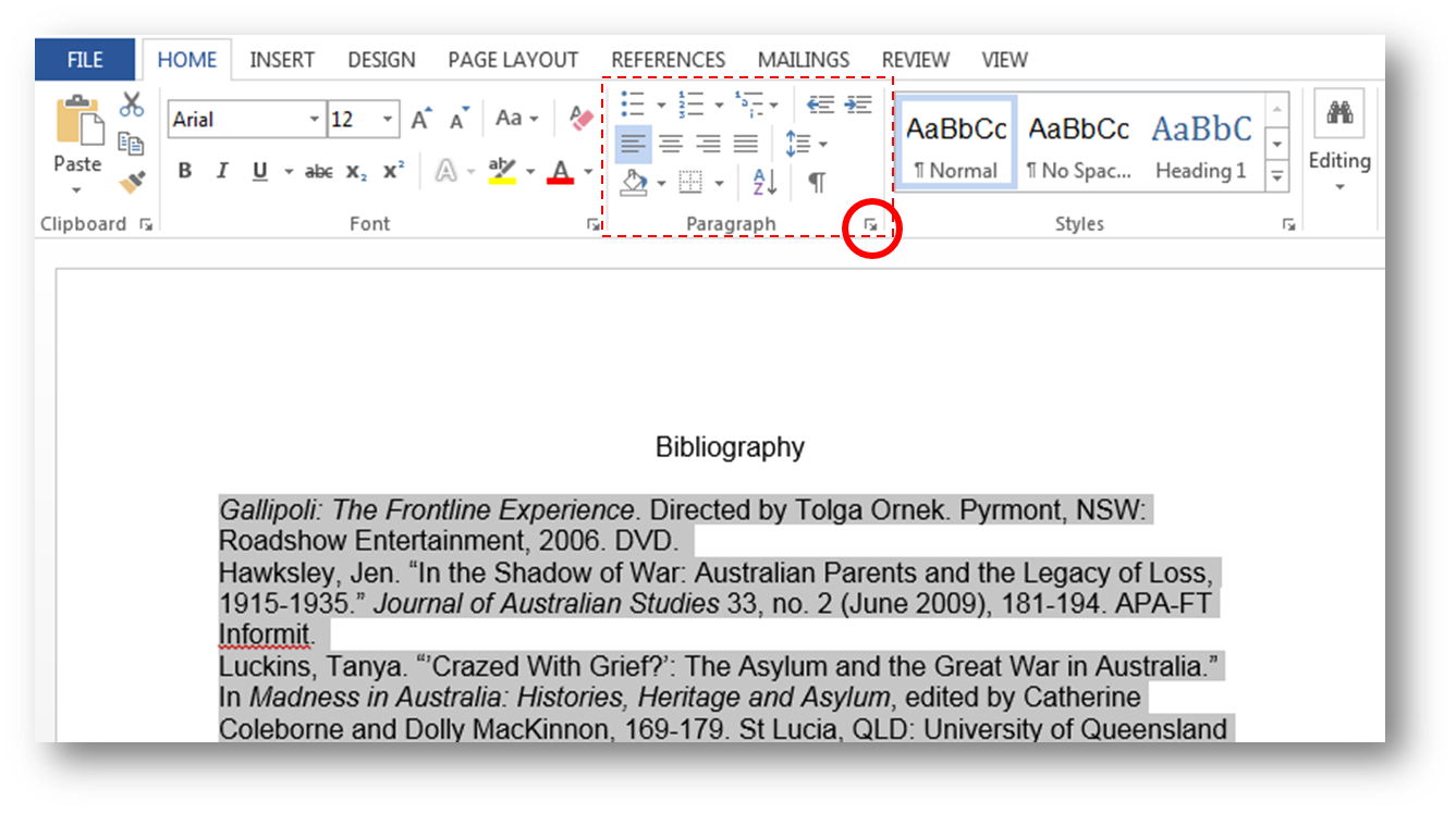 bibliography microsoft word 2011